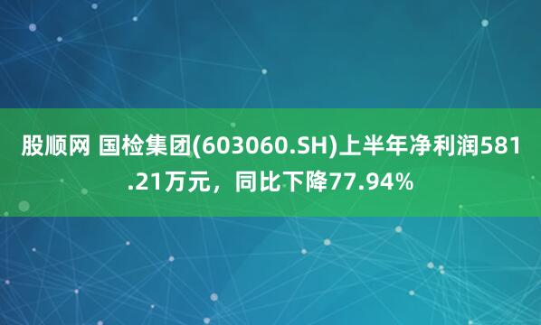 股顺网 国检集团(603060.SH)上半年净利润581.21万元，同比下降77.94%