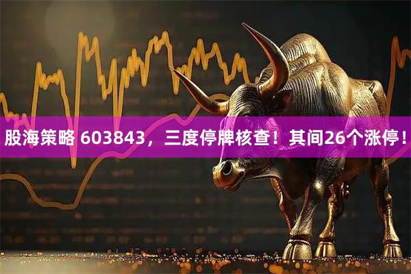 股海策略 603843，三度停牌核查！其间26个涨停！