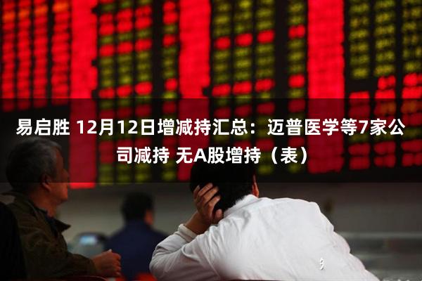 易启胜 12月12日增减持汇总：迈普医学等7家公司减持 无A股增持（表）